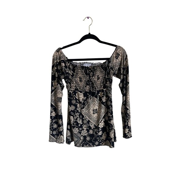 Body Central Tops - VTG Body Central Juniors Size S Long Sleeve Square Neck Y2K 90s‎ Grunge Print